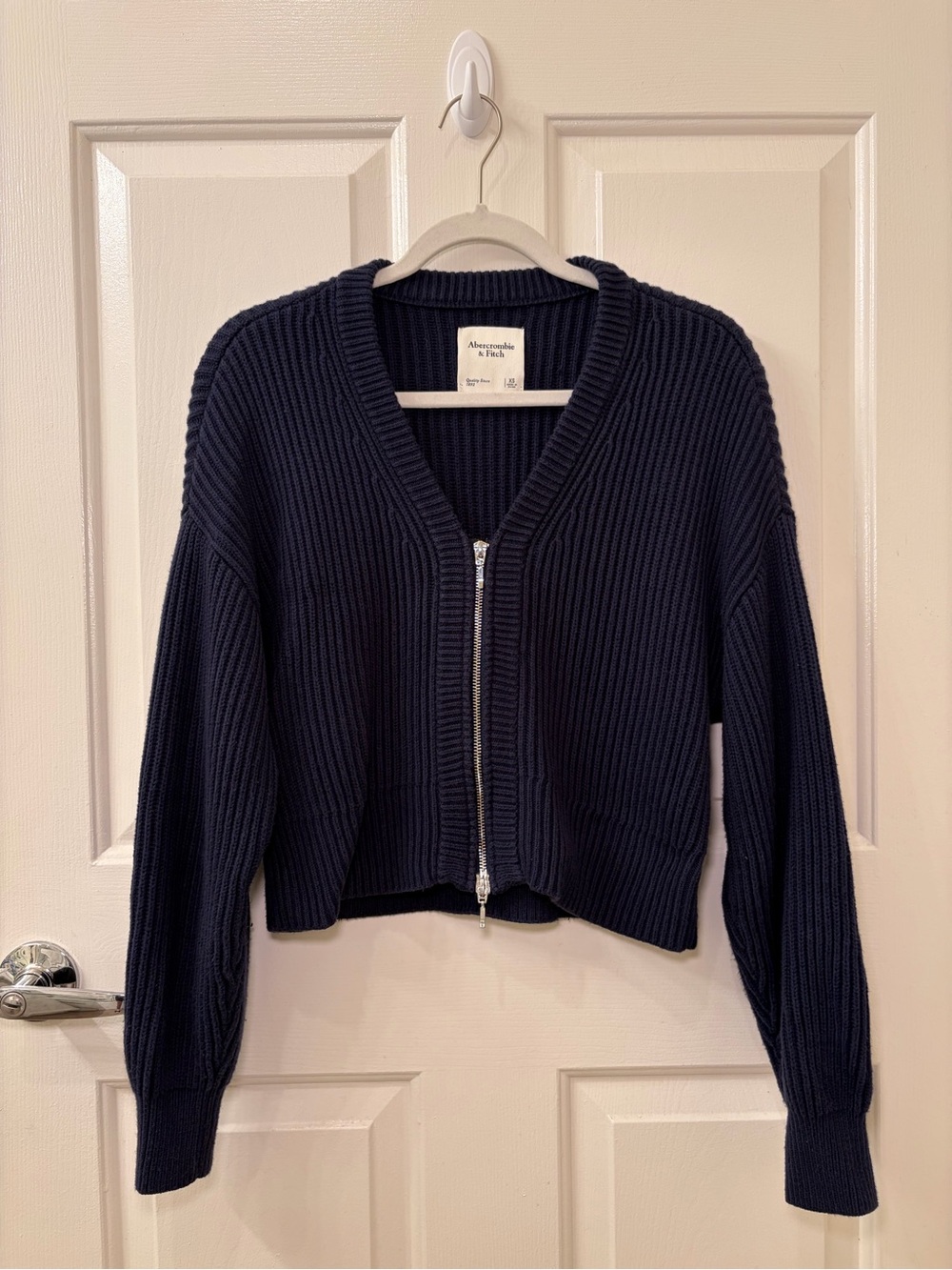 Abercrombie & Fitch Navy Ribbed double Zip-Front Women's Sweater Cardigan XS